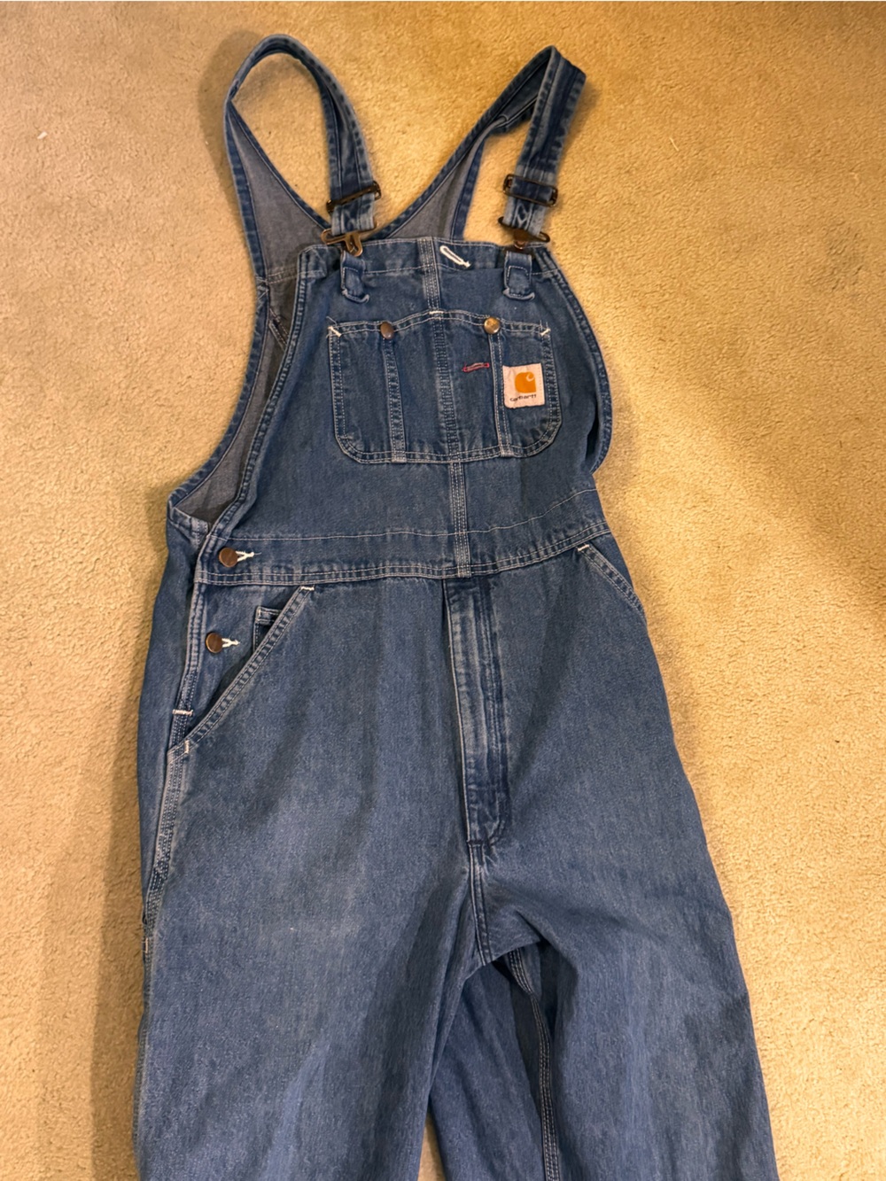 Carhartt Blue Denim Overalls with Adjustable Straps